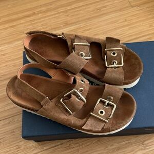 Clearance sale. Real suede sandals, size 39, brown, Italy